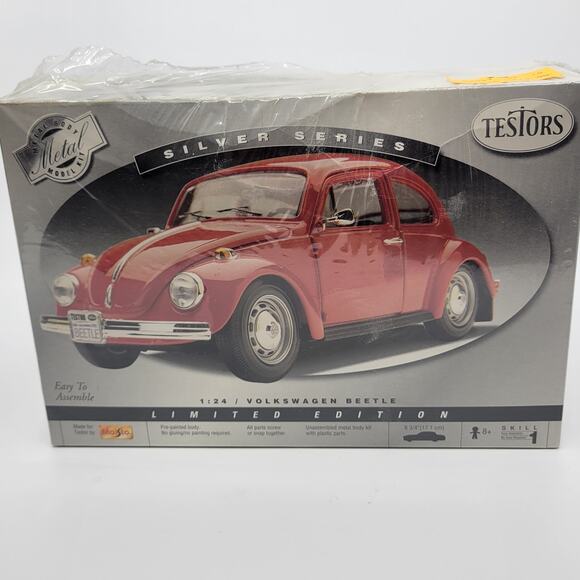 Testor #440072 Metal Body Silver Series Volkswagen Beetle 1/24 Model Kit New - Picture 4 of 8